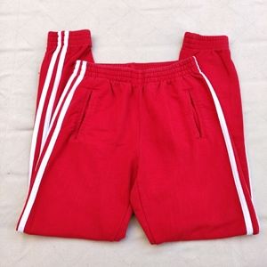 Brandy Melville Red Track Pants with White Stripes